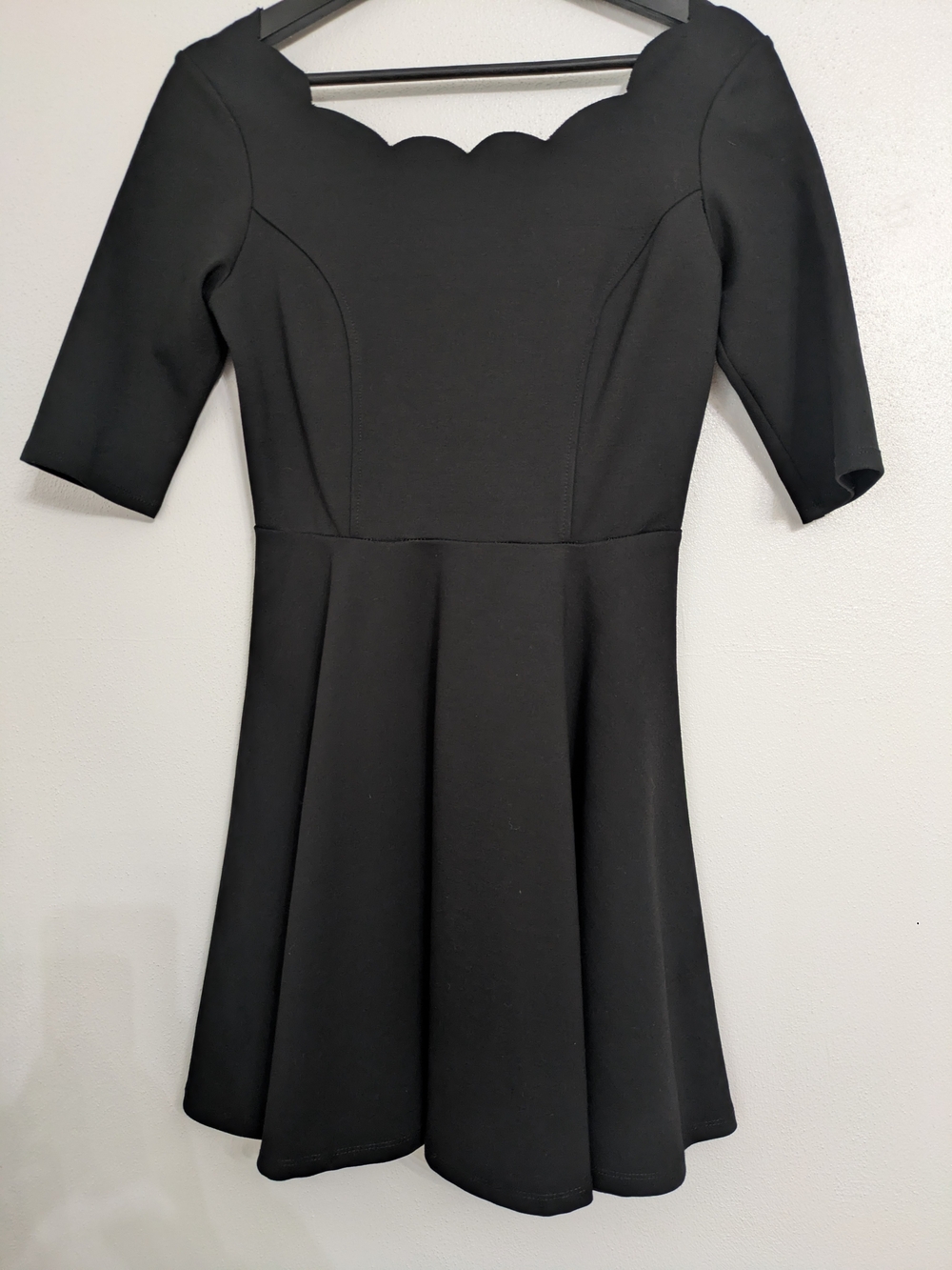 Lulu's Black Scallop-Neck Fit & Flare Mini Dress